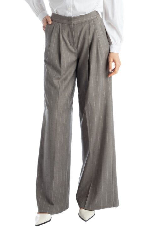 PINSTRIPED WIDE-LEG WOOL TROUSERS CLELIA