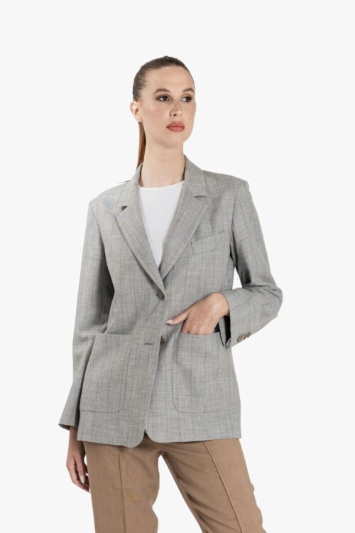 CHIC SINGLE-BREASTED COTTON AND WOOL JACKET