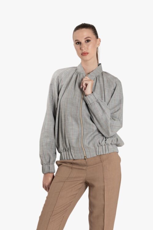 COTTON AND VIRGIN WOOL BOMBER JACKET