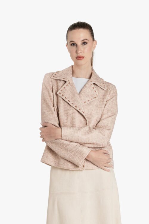 LOREN COTTON BIKER-STYLE DOUBLE-BREASTED JACKET
