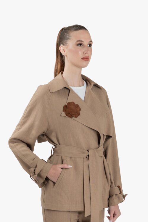 CAMELIA SHORT TRENCH COAT IN LINEN