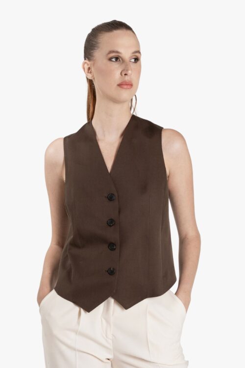 PERLA MENSWEAR-INSPIRED PURE SILK WAISTCOAT